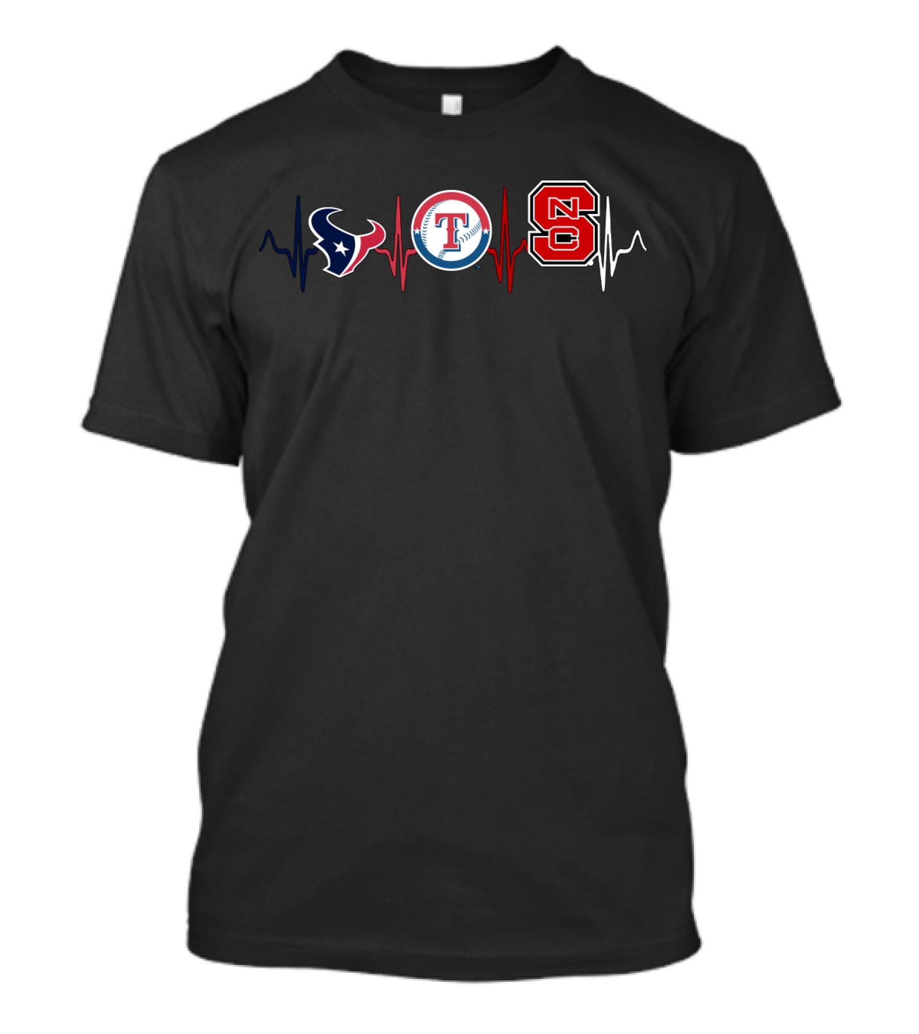 Texans Rangers Nc State Heartbeat T-Shirt