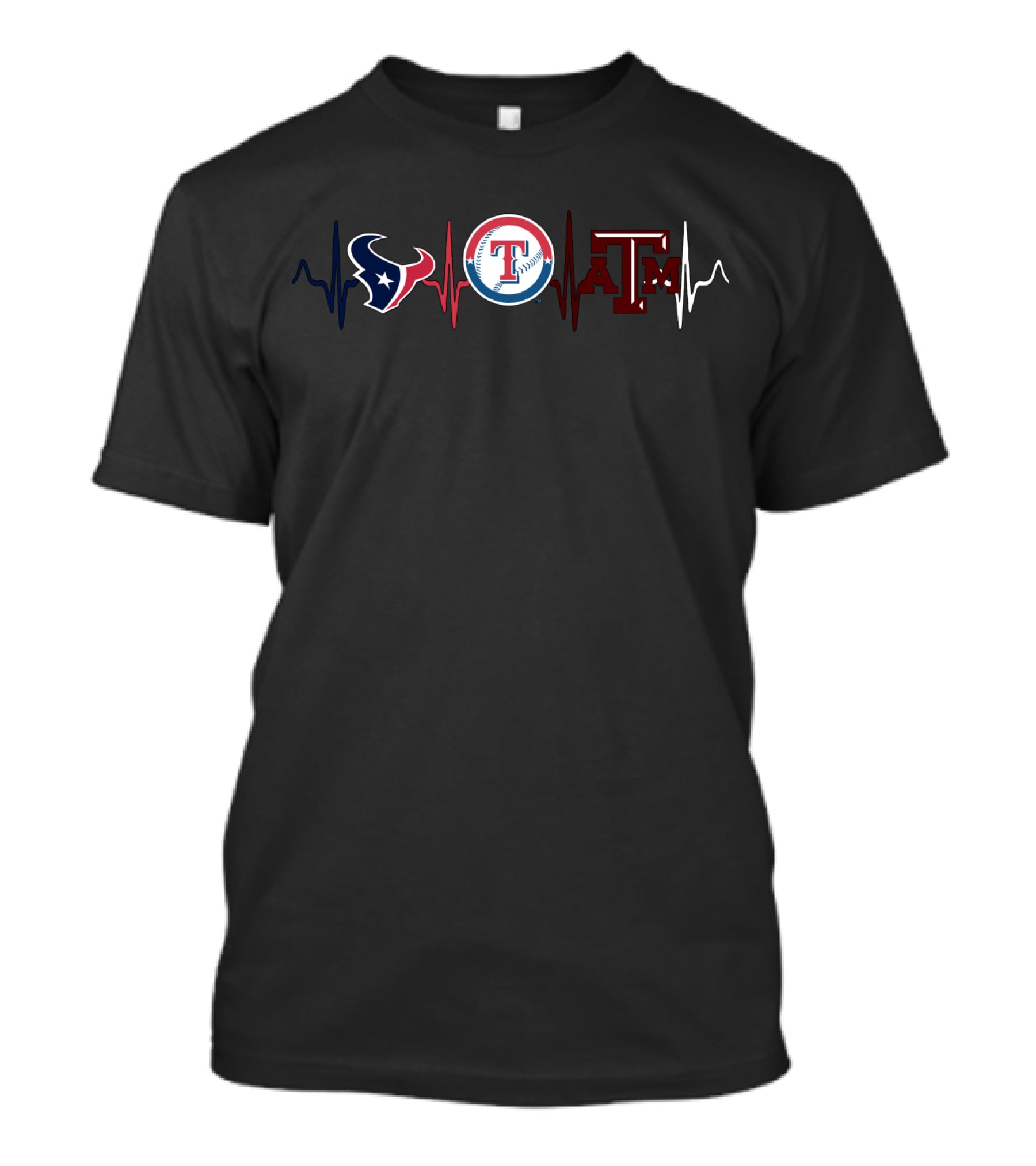 Texans Rangers Aggies Heartbeat T-Shirt