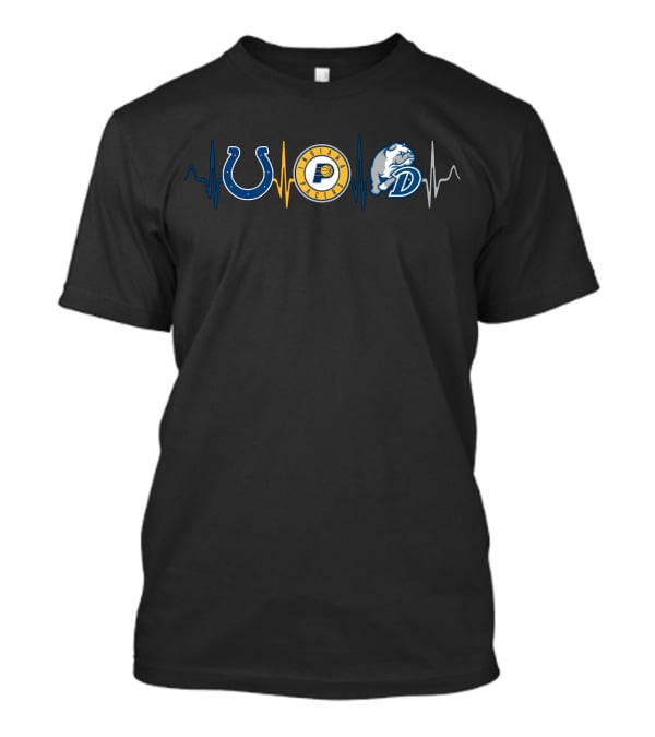 Colts Pacers Bulldogs Love Heartbeat T-Shirt