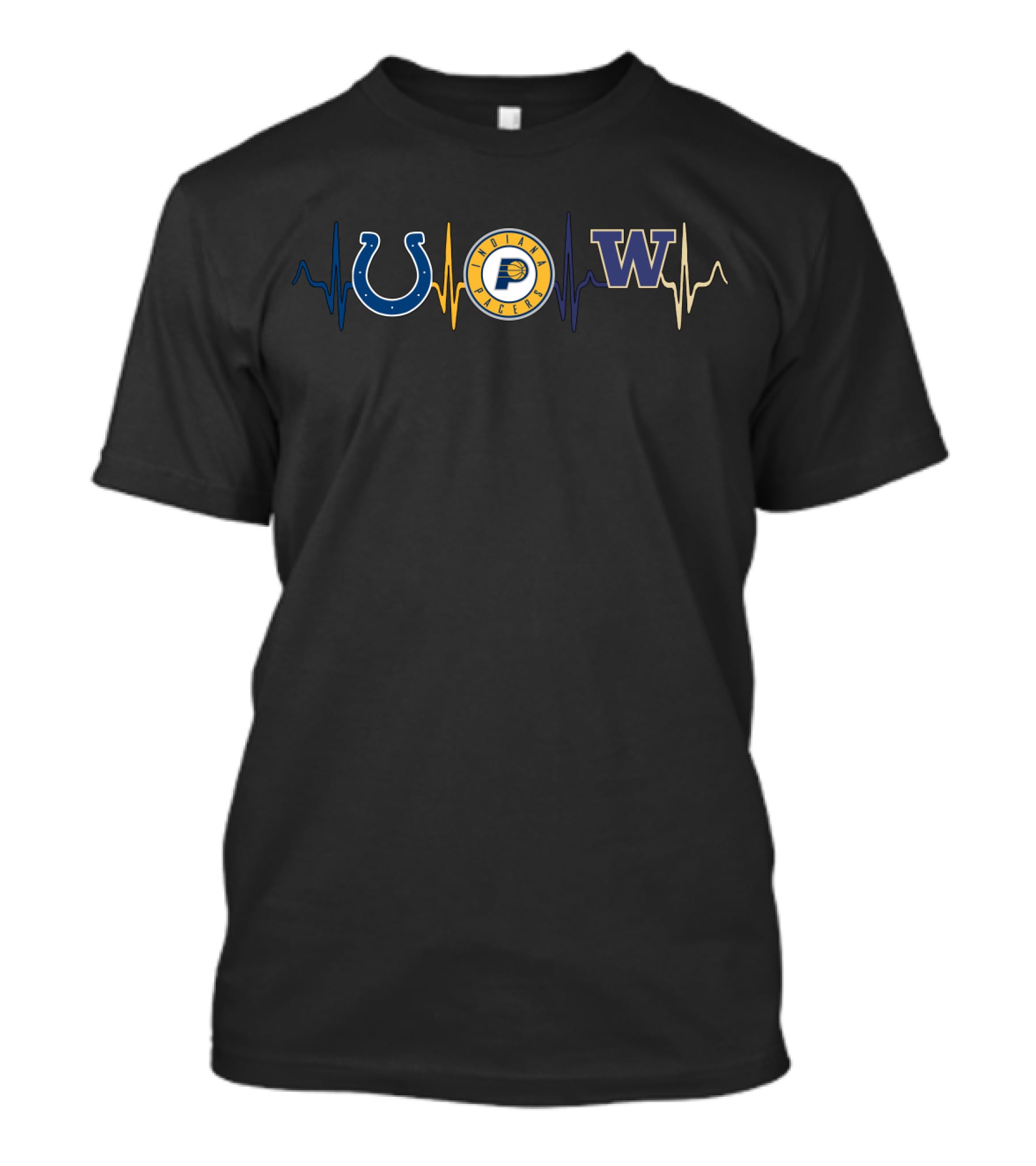 Love Colts Pacers Washington Huskies Heartbeat T-Shirt