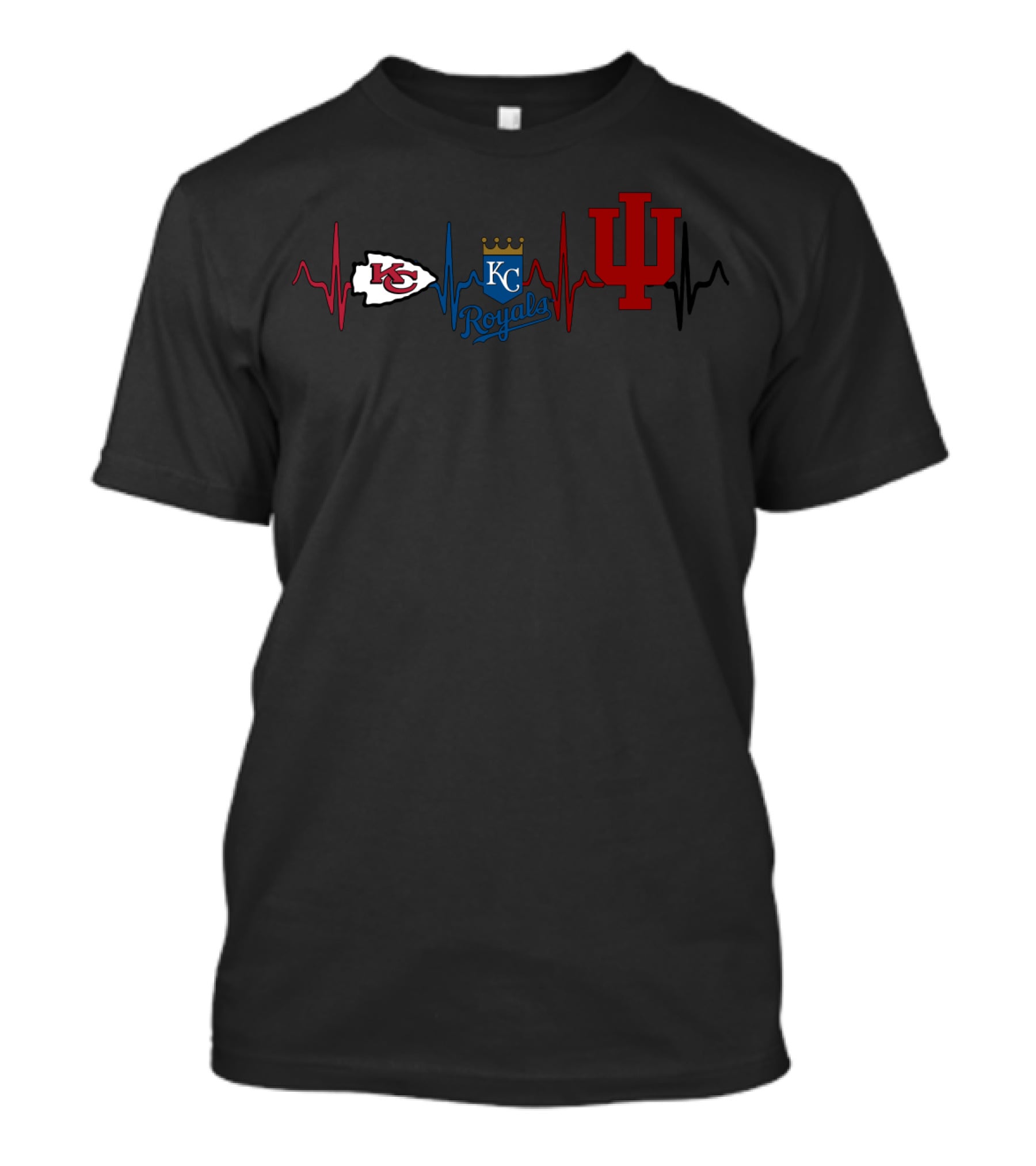 Kansas City Chiefs Royals Indiana Hoosiers Heartbeat T-Shirt