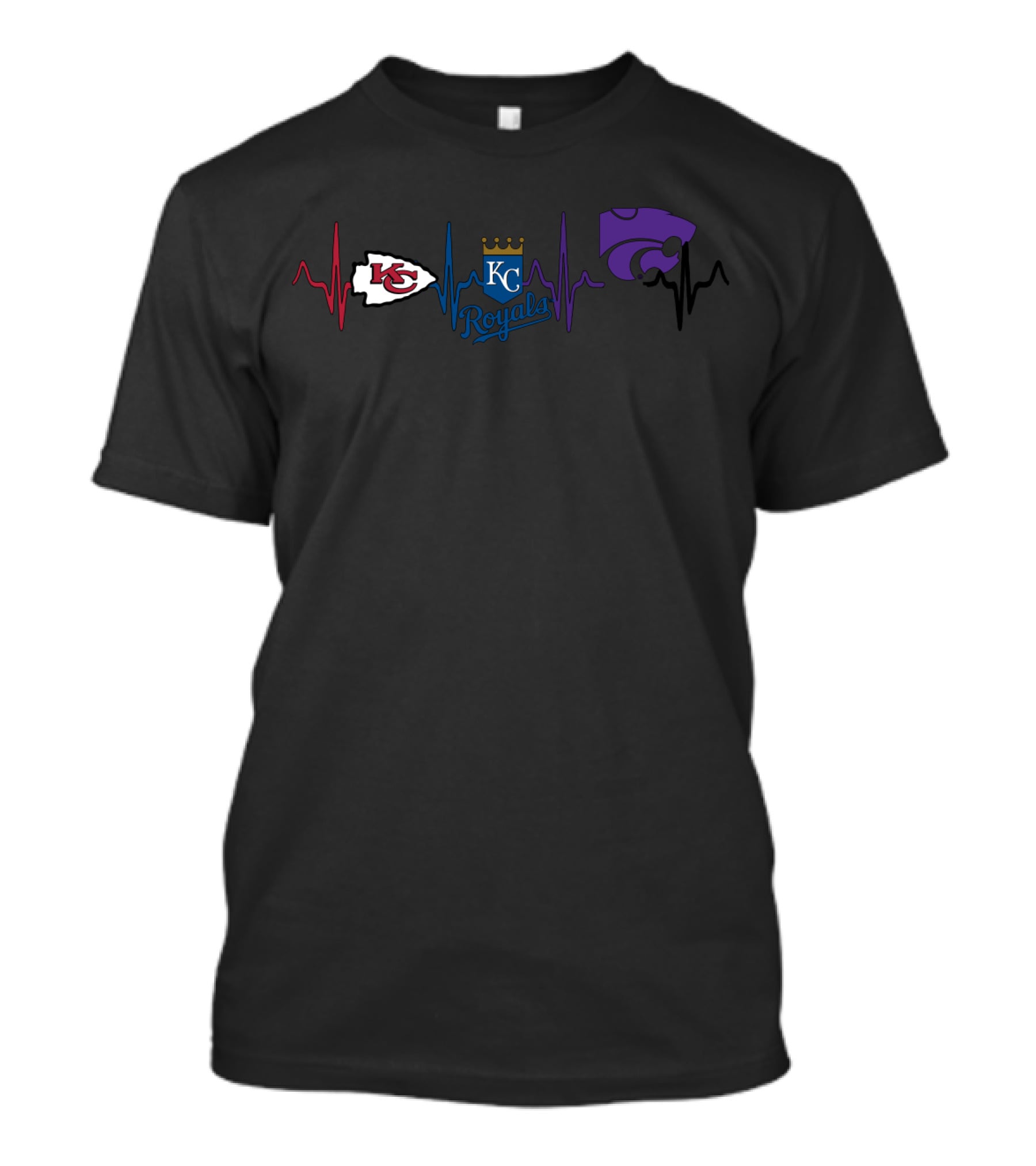 Kansas City Chiefs Royals K-State Heartbeat T-Shirt