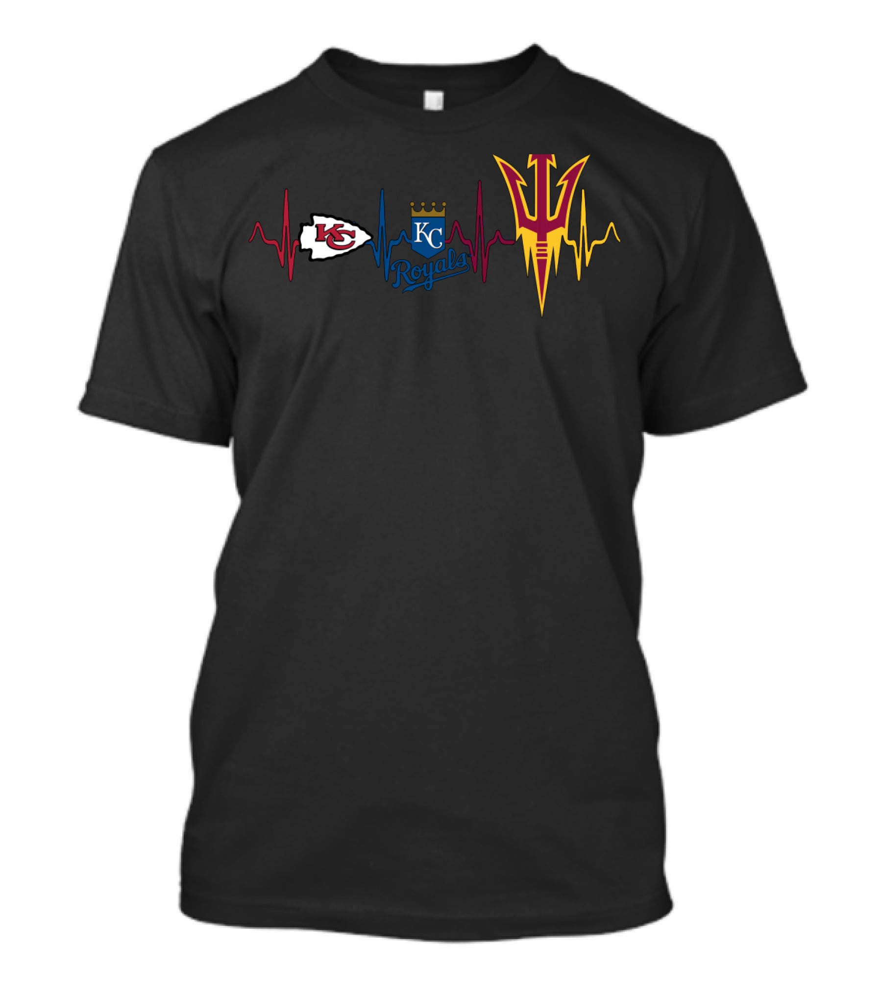 Love Chiefs Royals State Football Heartbeat T-Shirt