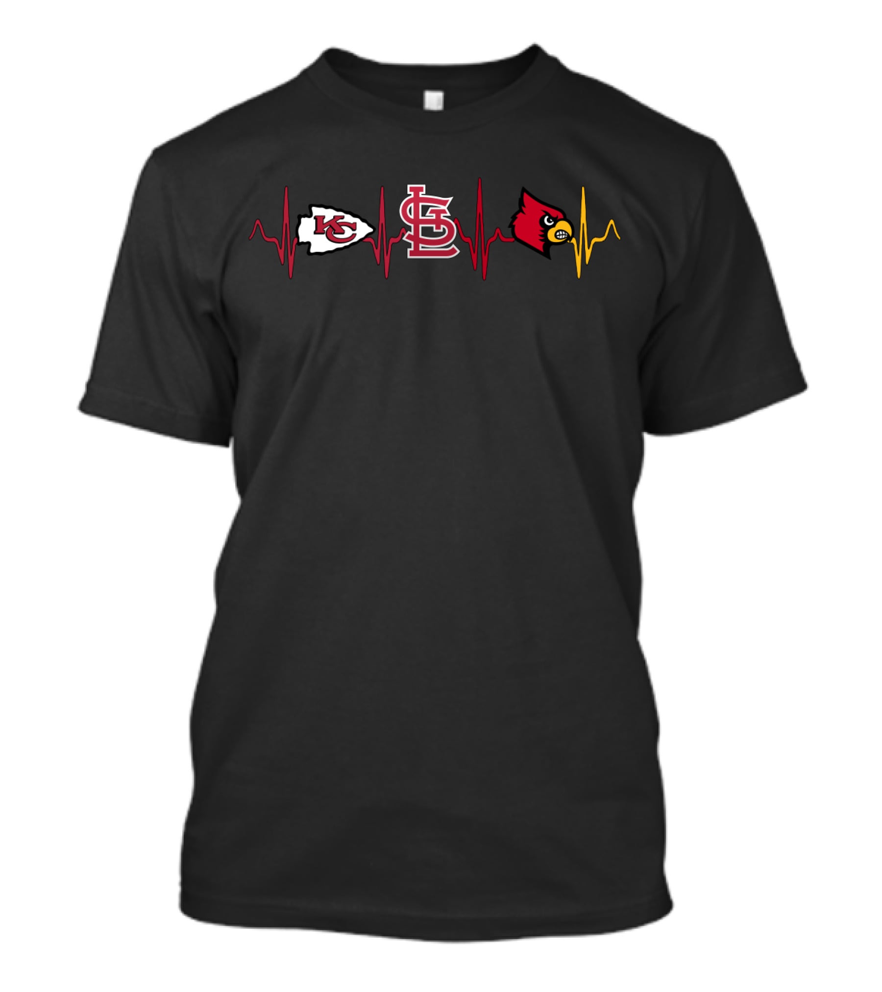 Love Chiefs St Louis Cardinals Louisville Cardinals Heartbeat T-Shirt
