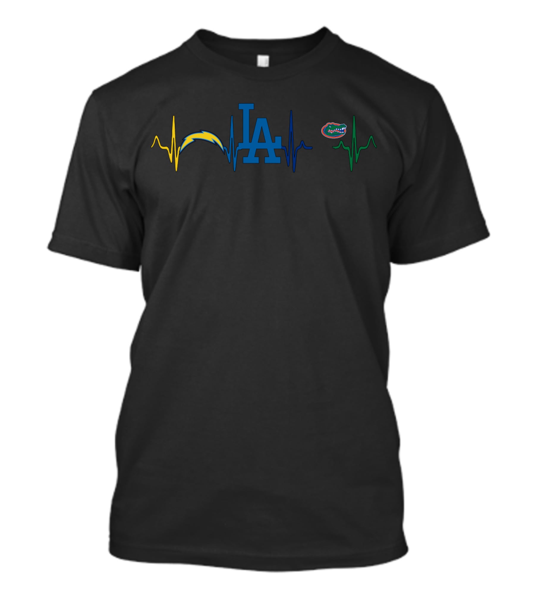 Love Chargers Dodgers Gators Heartbeat T-Shirt