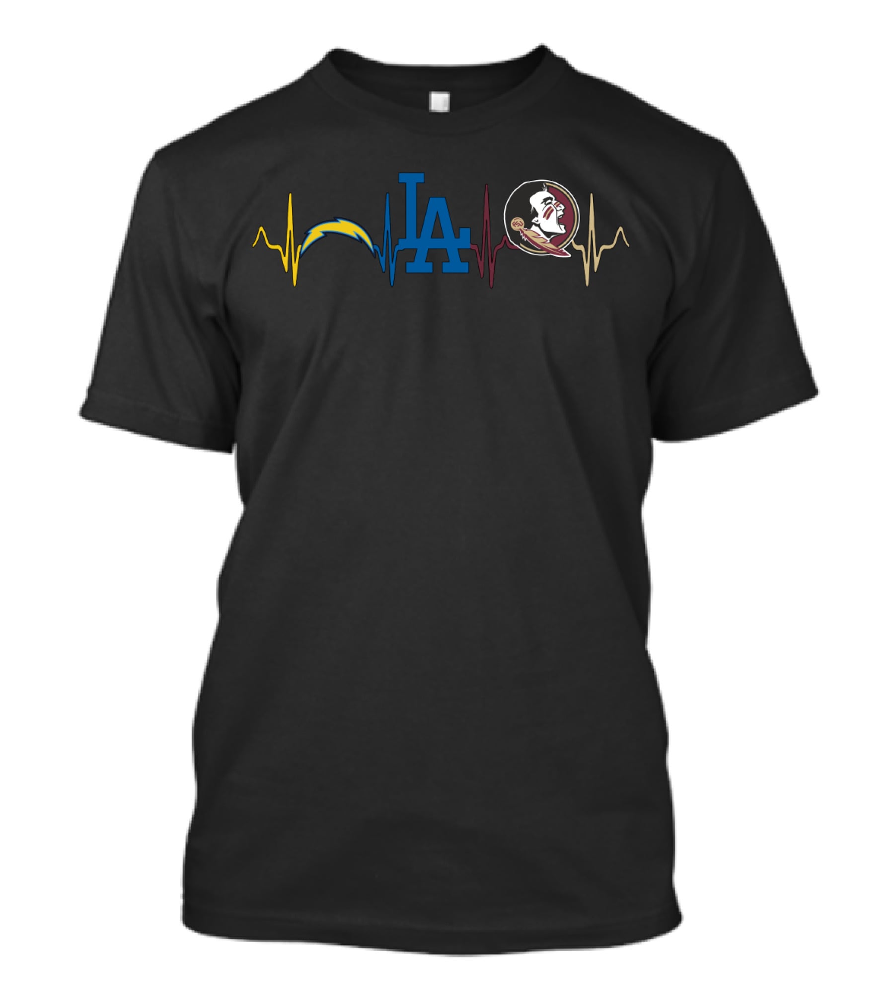Love Chargers Dodgers Fss Logo Heartbeat T-Shirt