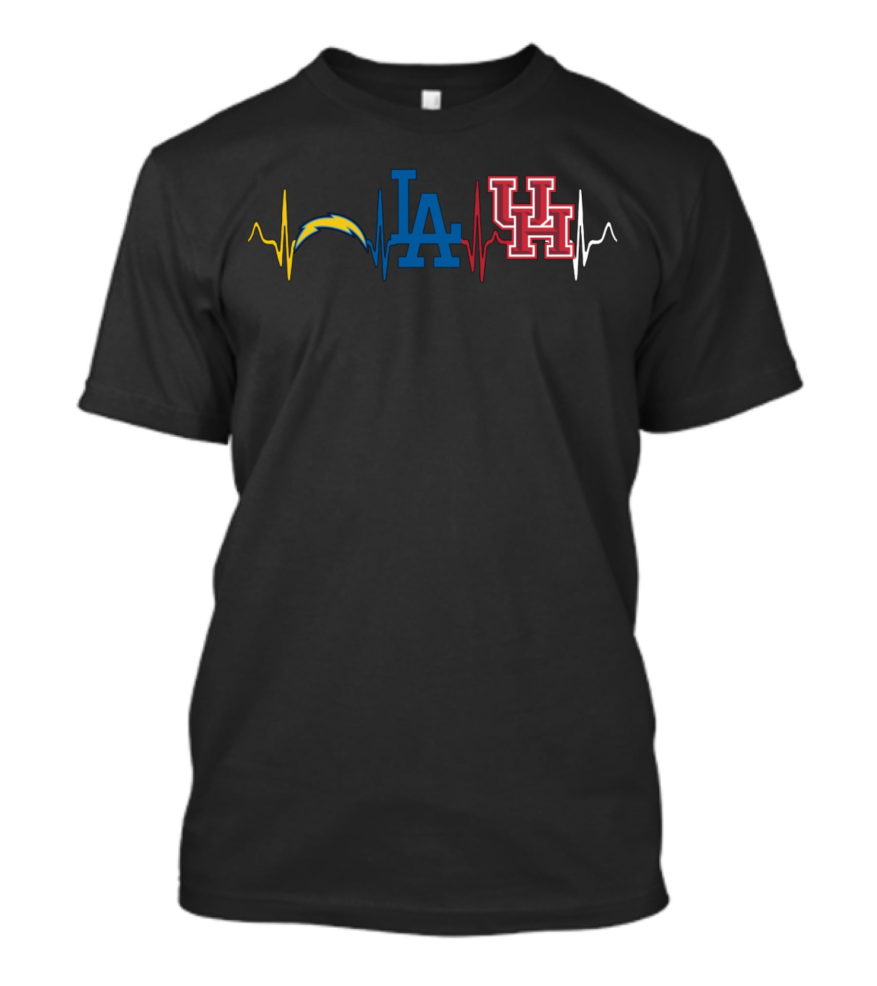 Love Chargers Dodgers Houston Cougars Heartbeat T-Shirt