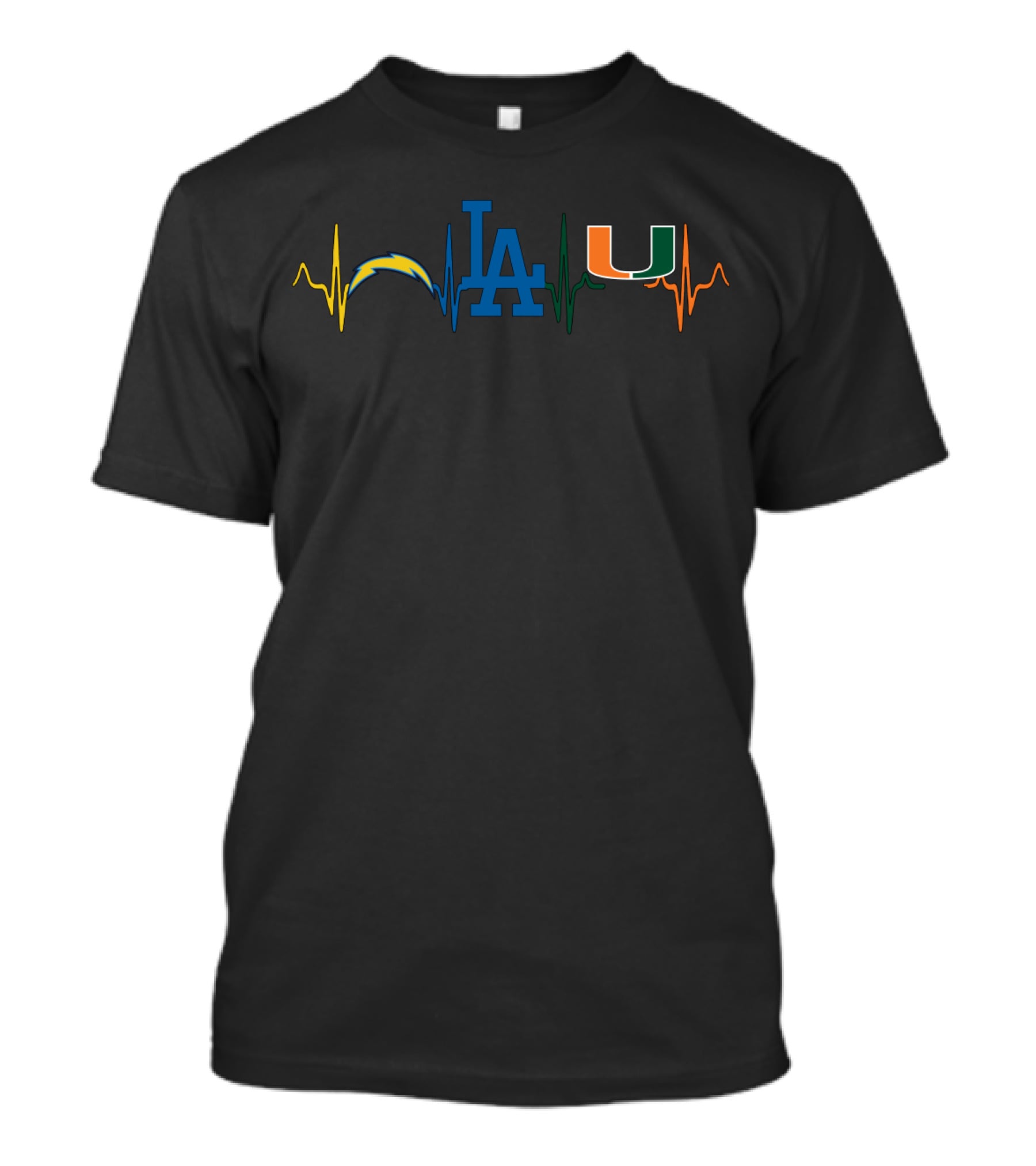 Love Chargers Dodgers Miami Heartbeat T-Shirt