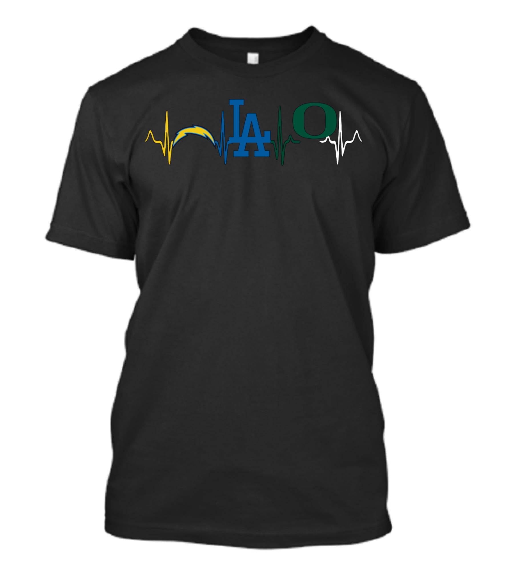 Love Chargers Dodgers Oregon Heartbeat T-Shirt