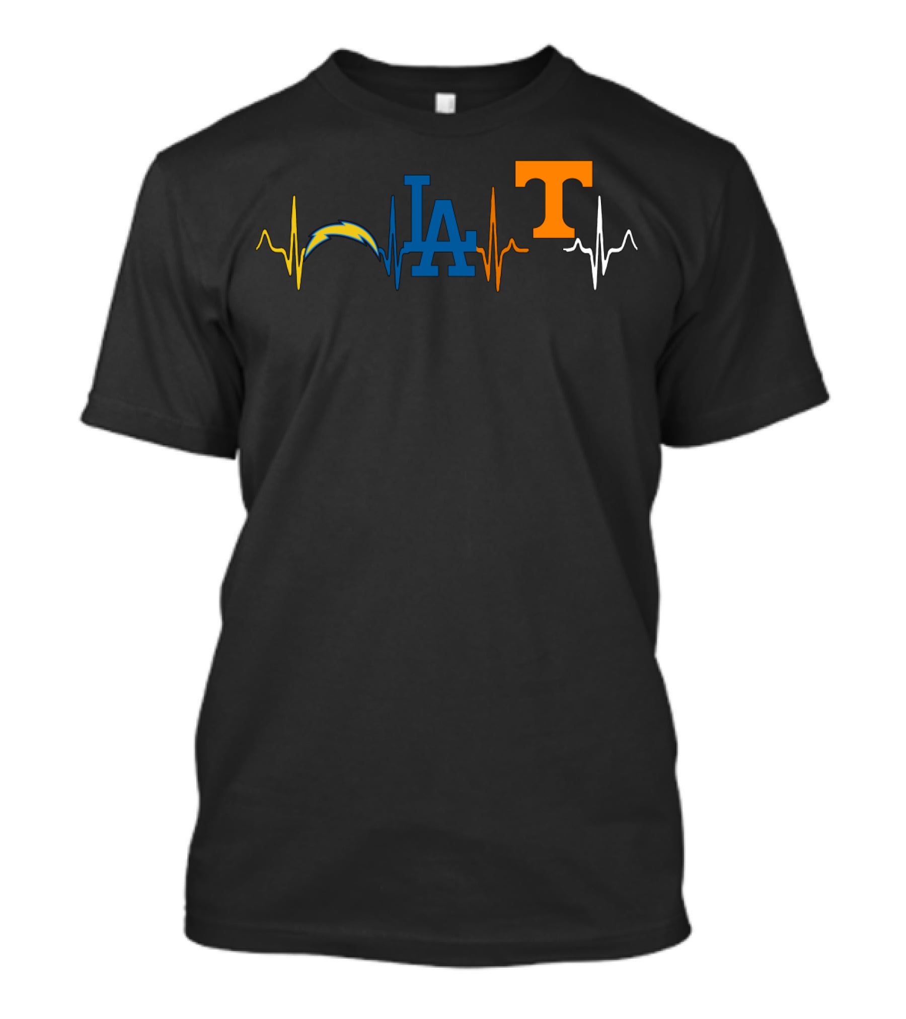 Love Chargers Dodgers Tennessee Vols Heartbeat T-Shirt