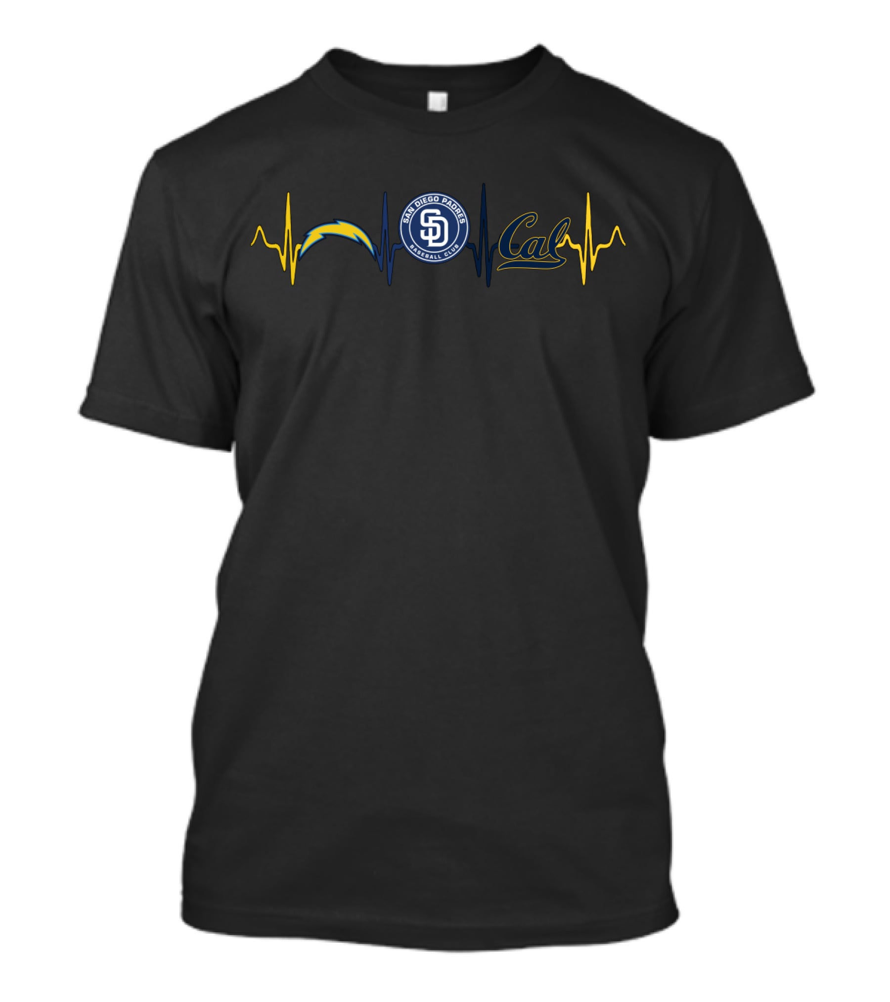 San Diego Padres Love Chargers Cal Heartbeat Cgb T-Shirt