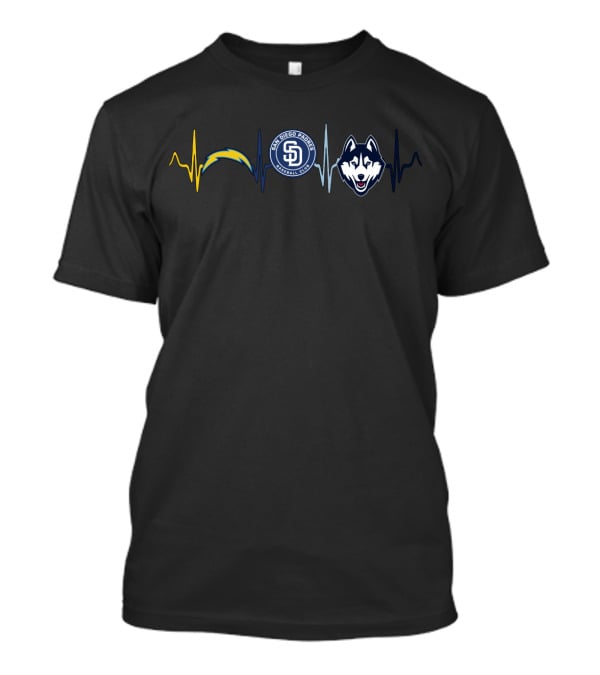 Chargers San Diego Padres Huskies Heartbeat T-Shirt