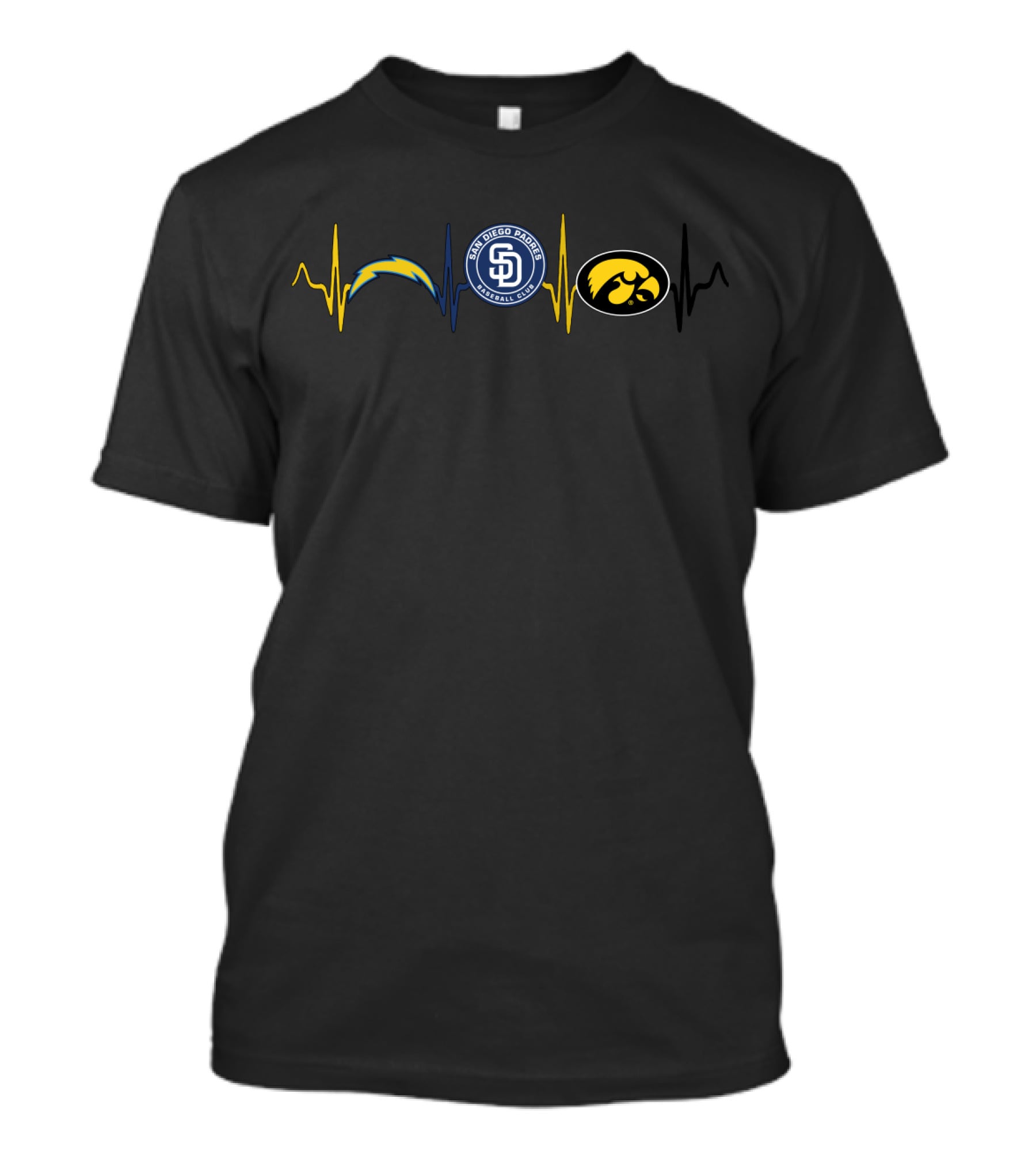 Love Chargers Padres Iowa Heartbeat T-Shirt