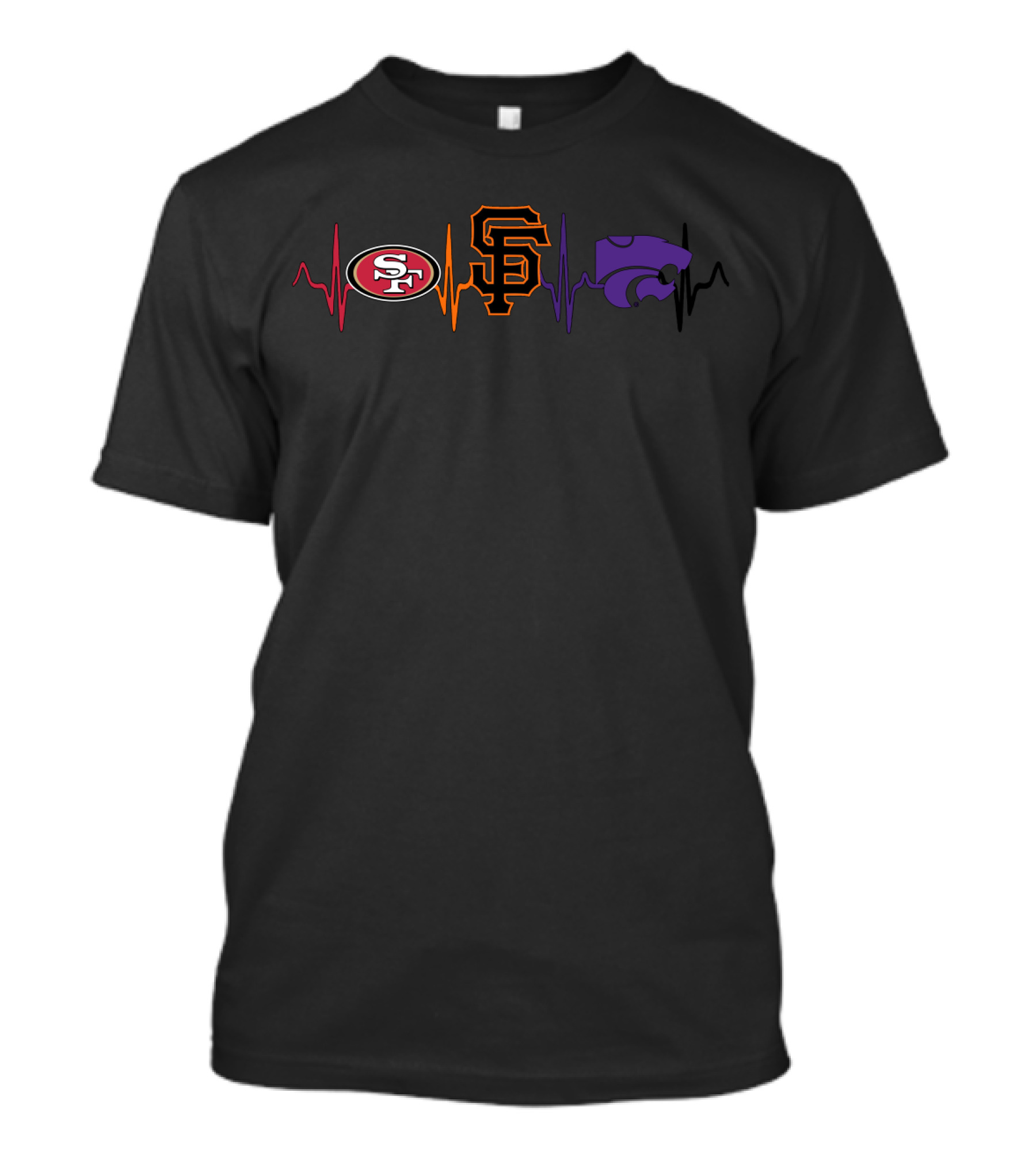 49ers Giants K-State Wildcats Heartbeat T-Shirt