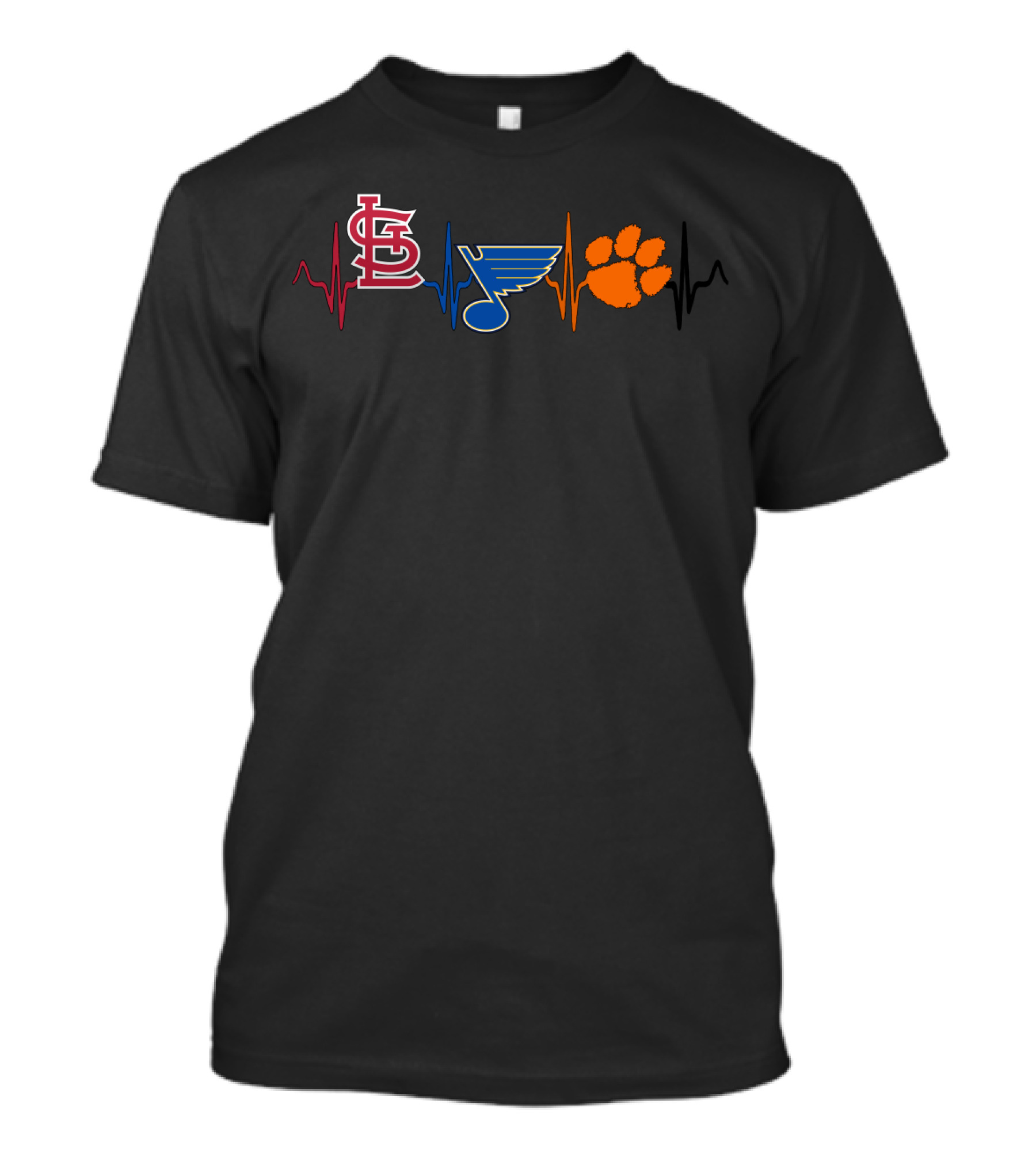 Stcardinals Blues Ct Heartbeat Paw Print T-Shirt