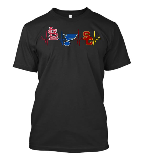 Love Stcardinals Blues Usc Trojans Heartbeat T-Shirt