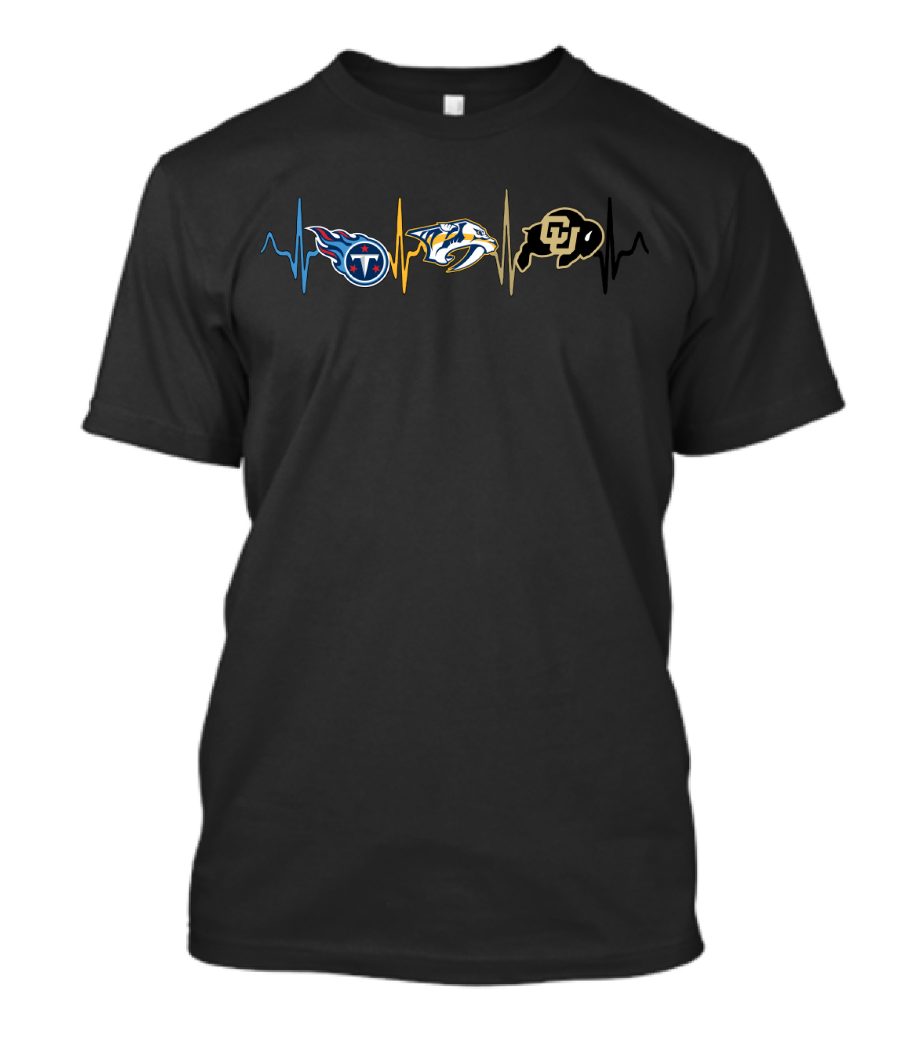 Tennessee Titans Nashville Predators Colorado Buffaloes Heartbeat T-Shirt