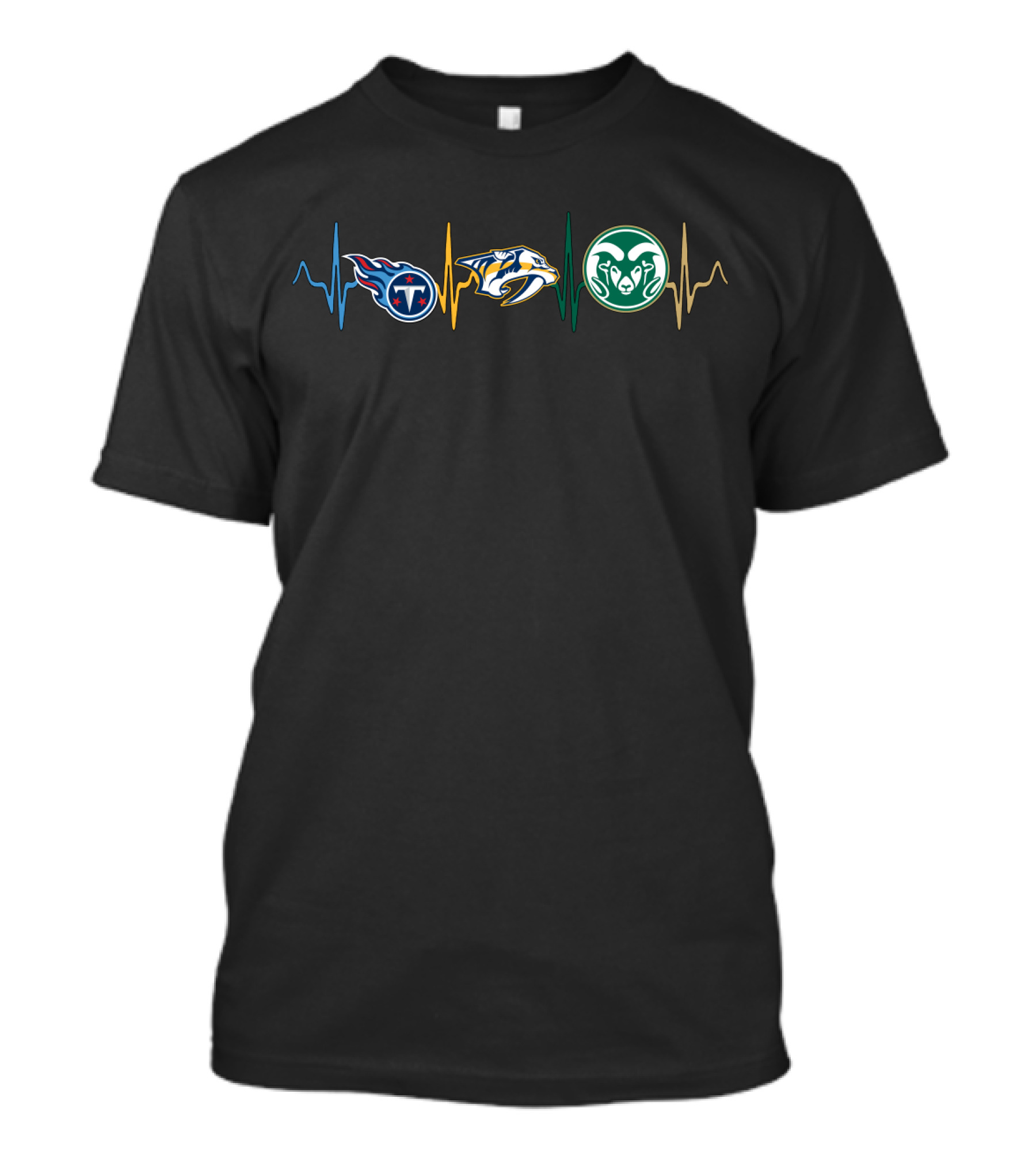 Titans Predators Rams Sports Heartbeat Love T-Shirt