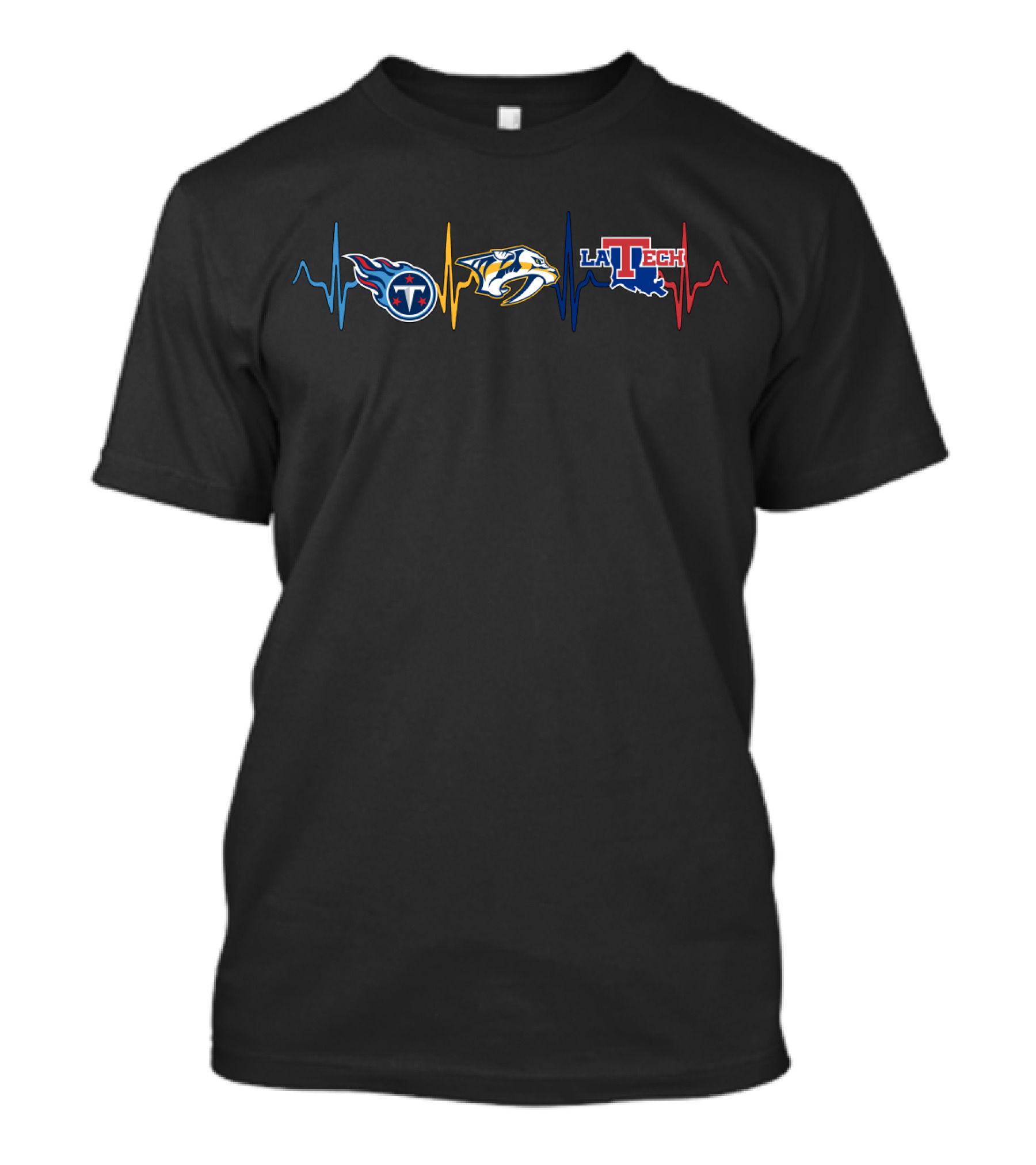 Tennessee Titans Nashville Predators Louisiana Tech Heartbeat T-Shirt