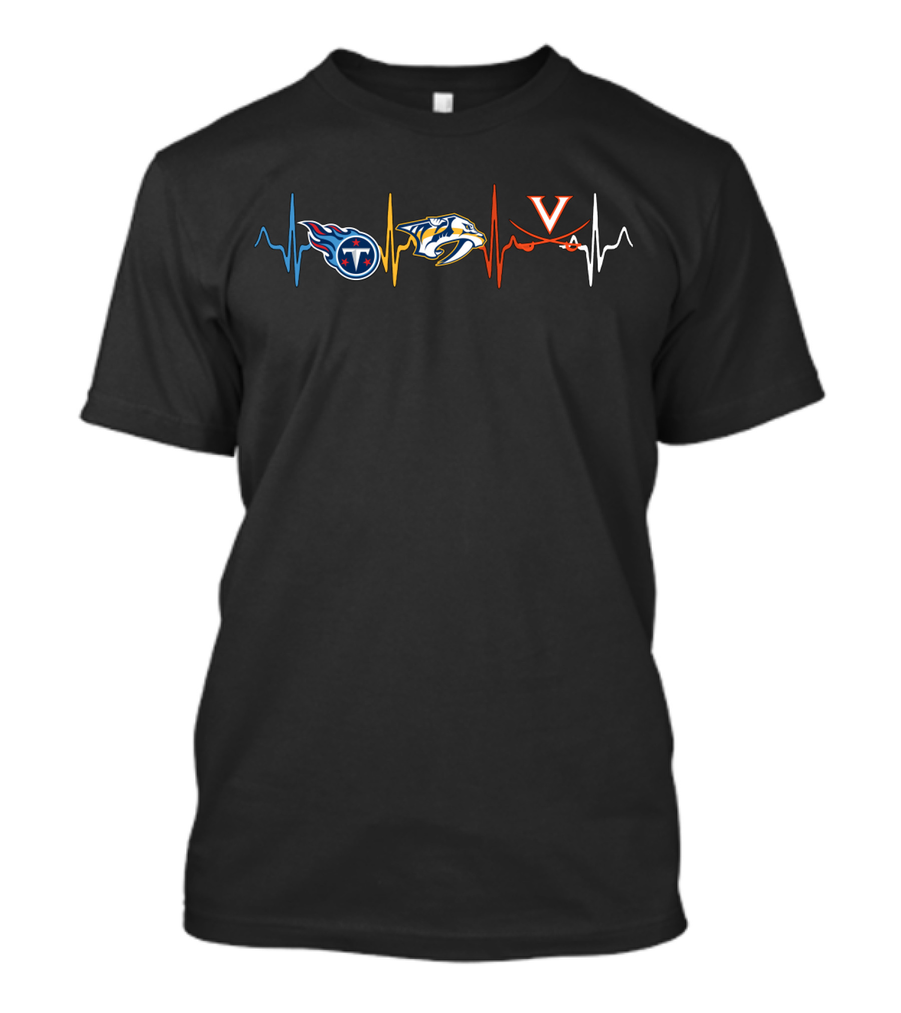 Love Titans Predators Virginia Cavaliers Heartbeat T-Shirt
