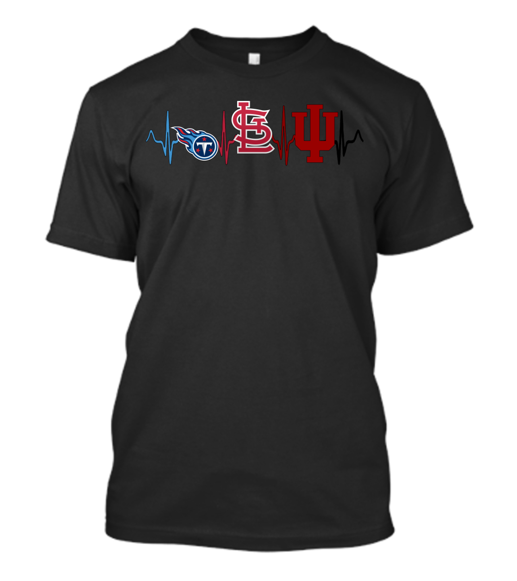 Tennessee Titans St. Louis Cardinals Indiana Hoosiers Heartbeat Line T-Shirt
