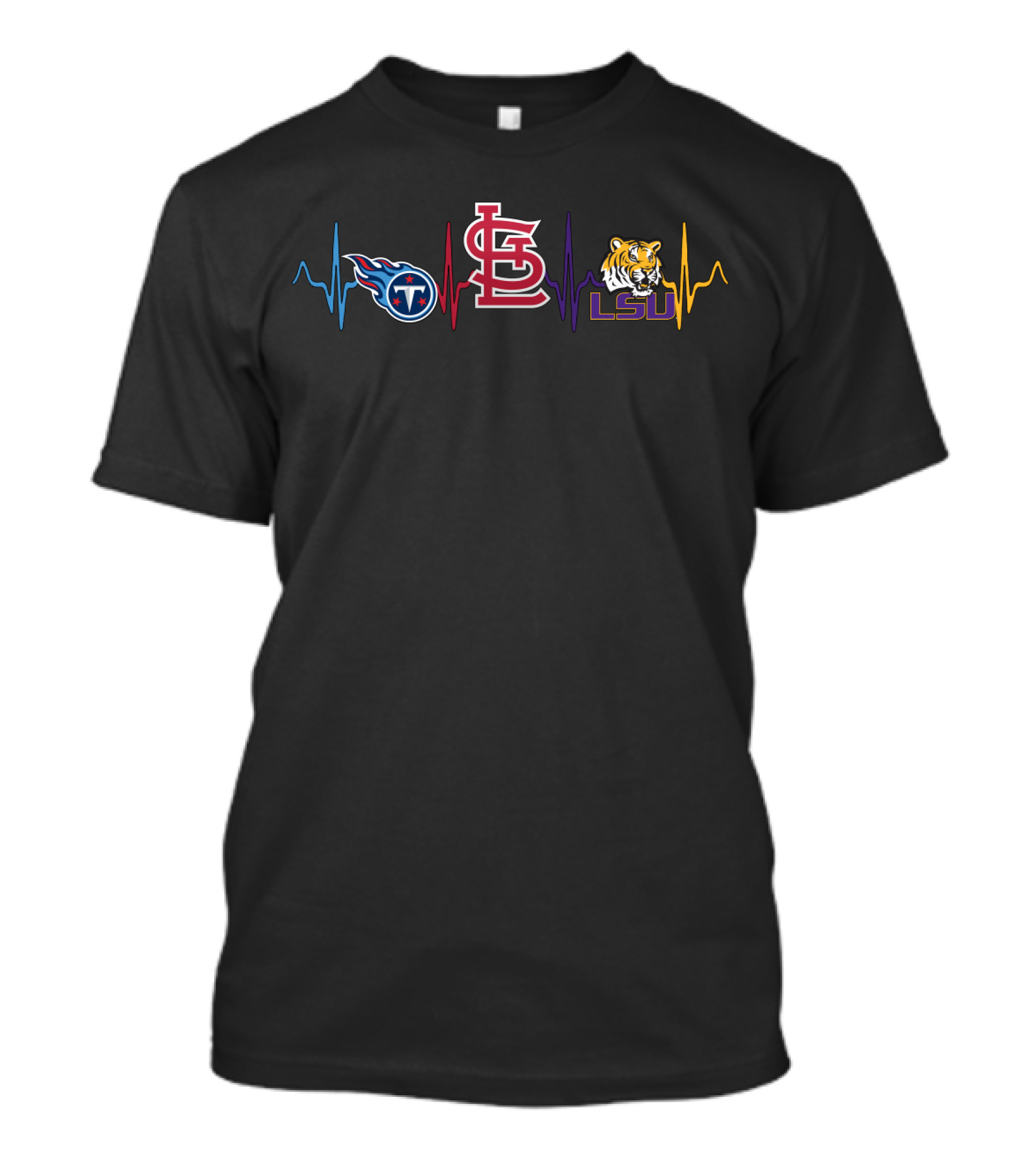 Tennessee Titans St. Louis Cardinals Lsu Tigers Heartbeat T-Shirt