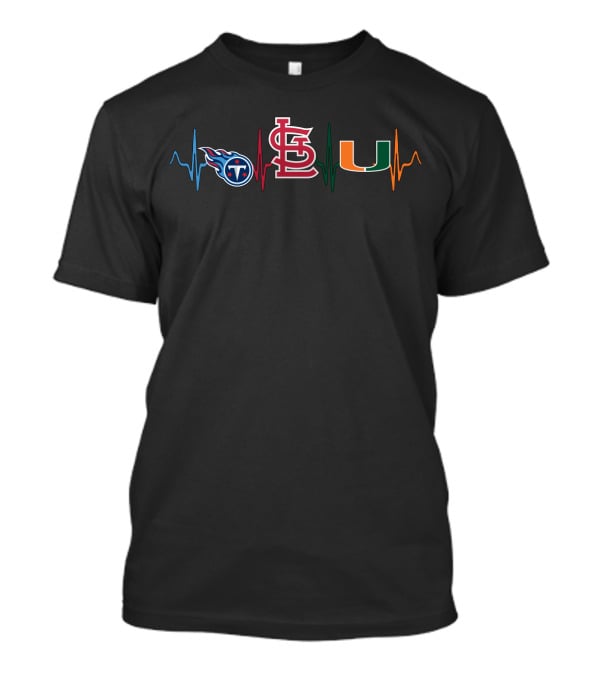 Tennessee Titans St. Louis Cardinals Miami Hurricanes Heartbeat T-Shirt