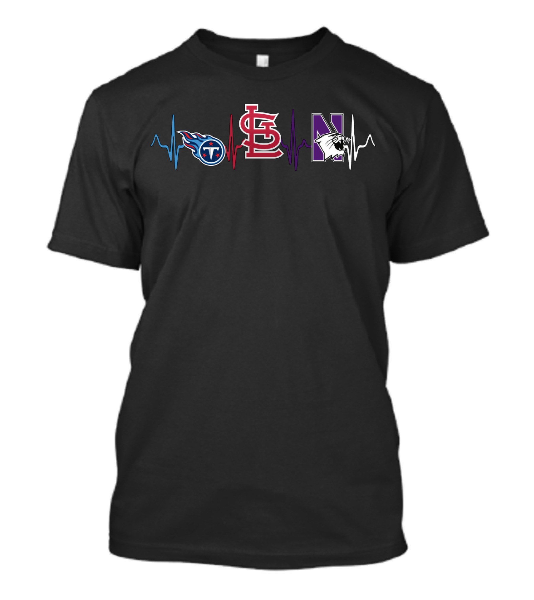 Tennessee Titans St. Louis Cardinals Northwestern Wildcats Heartbeat T-Shirt