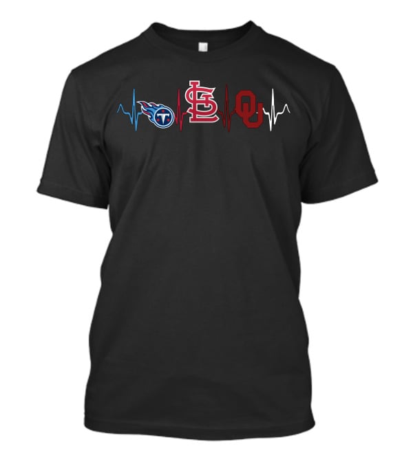 Love Titans St. Louis Cardinals Oklahoma Heartbeat T-Shirt