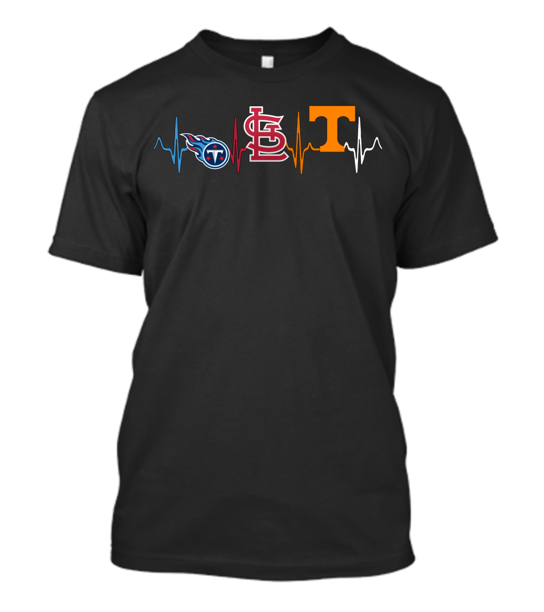 Love Titans St. Louis Cardinals Tennessee Vols Heartbeat T-Shirt