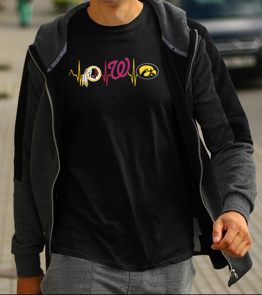 Love Redskins Nationals Iowa Hawkeyes Heartbeat T-Shirt