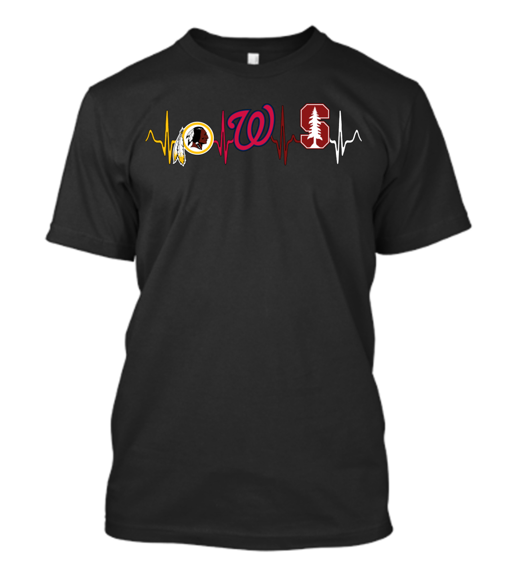 Love Redskins Nationals Stanford Heartbeat T-Shirt