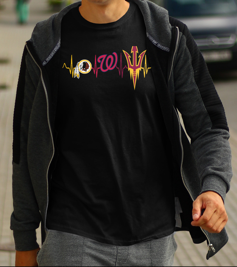 Redskins Nationals State Heartbeat Logo Collection T-Shirt