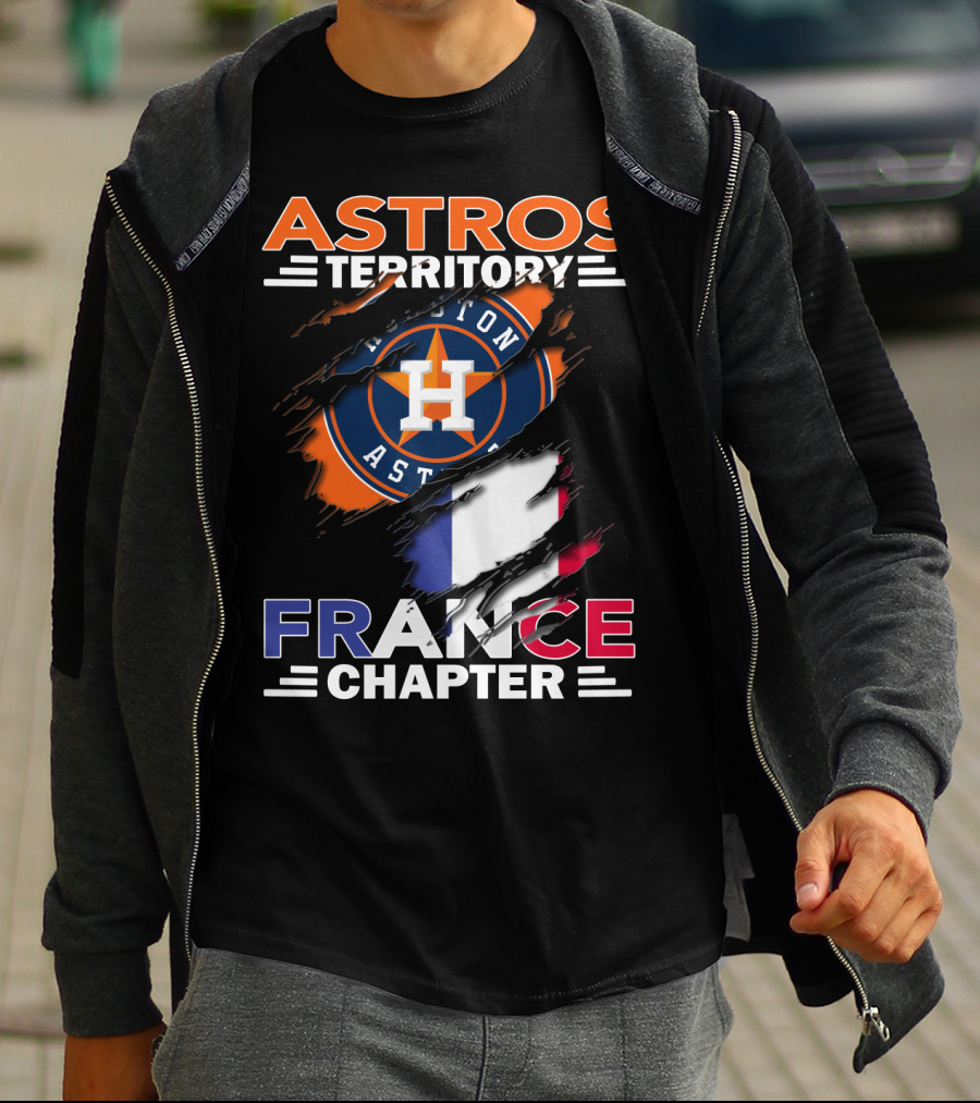 Astros Territory Houston France Chapter Flag Rip T-Shirt