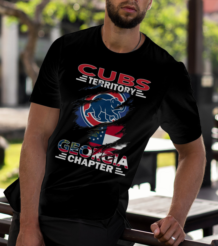 Cubs Territory Georgia Chapter Chicago Cubs Logo With Georgia Flag T-Shirt
