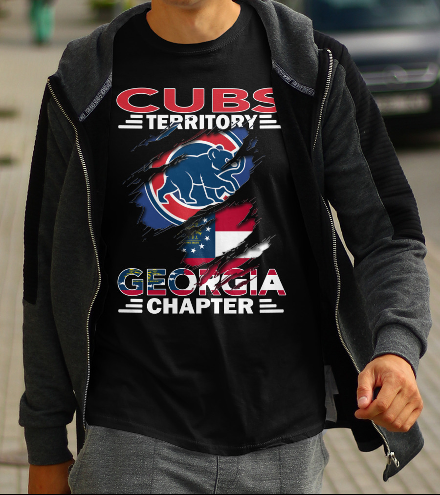 Cubs Territory Georgia Chapter Chicago Cubs Logo With Georgia Flag T-Shirt