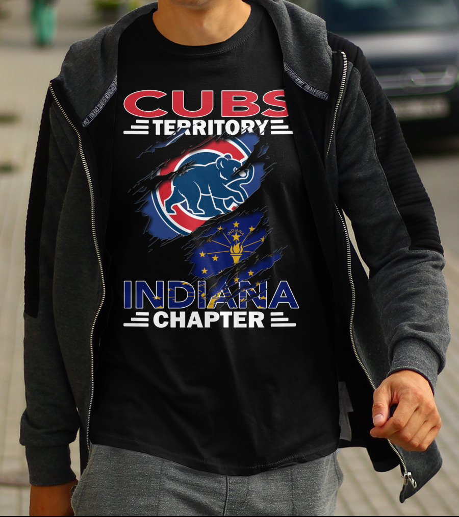 Cubs Territory Indiana Chapter Indiana State Flag And Cubs T-Shirt