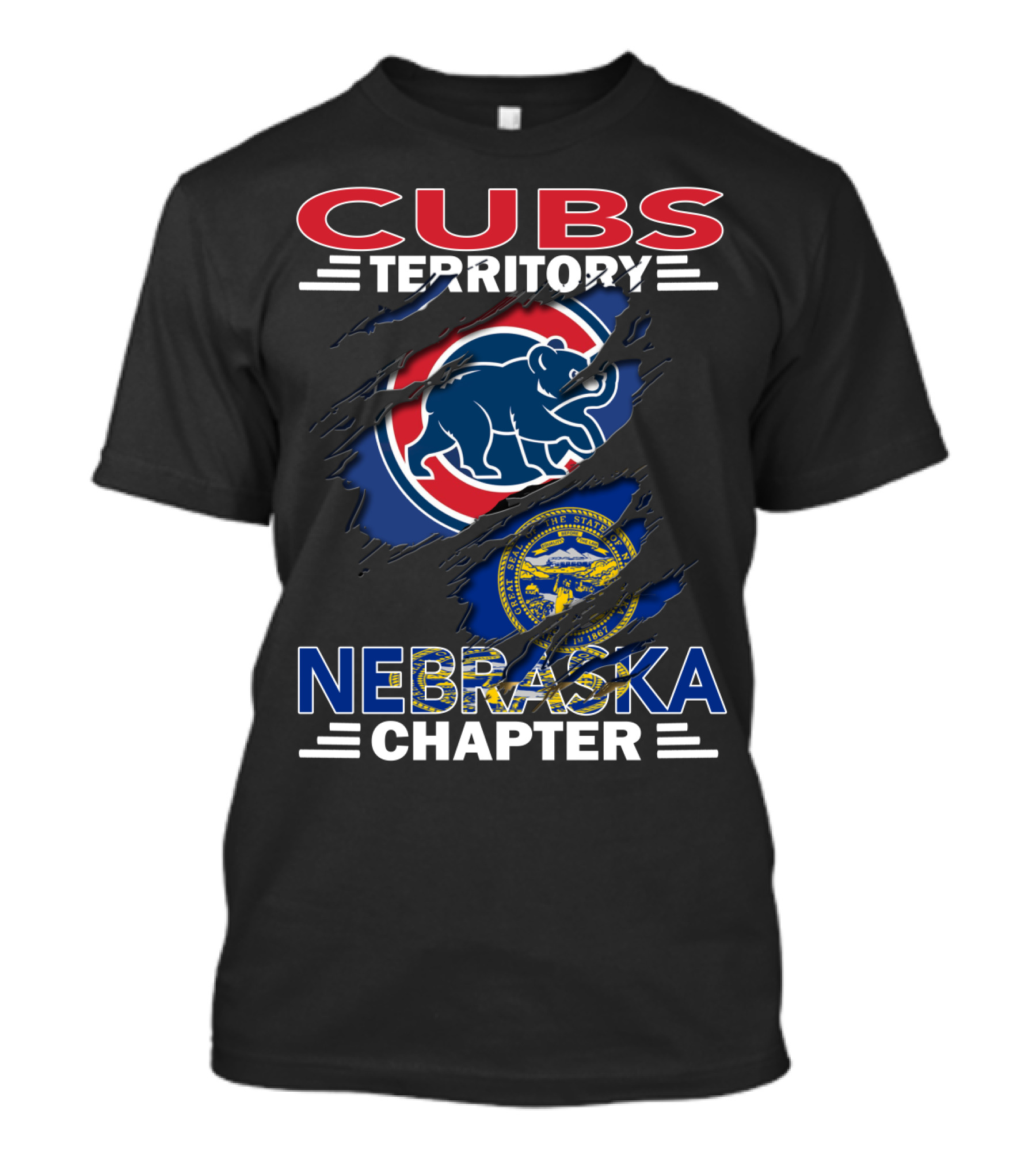 Cubs Territory Nebraska Chapter Nebraska State Seal And Chicago Cubs T-Shirt