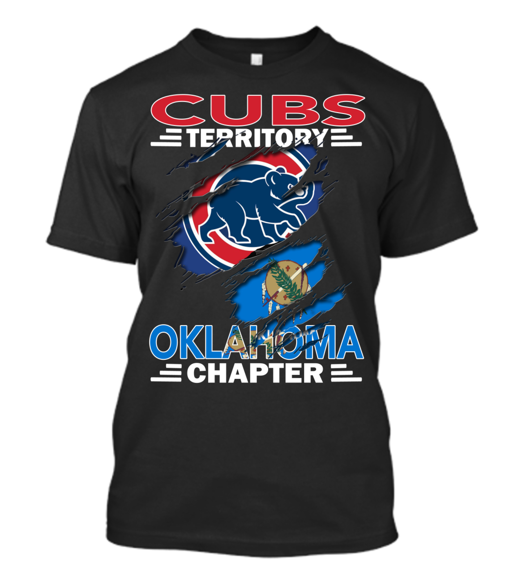 Cubs Territory Oklahoma Chapter Cubs Logo Oklahoma Flag T-Shirt