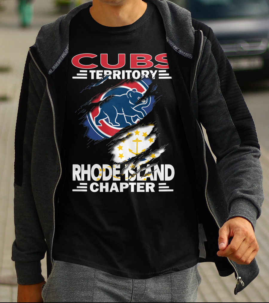 Cubs Territory Rhode Island Chapter Logo With Chicago Cubs And Rhode Island State Symbols T-Shirt