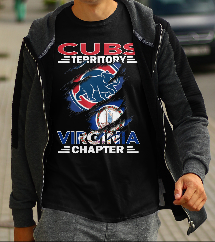 Cubs Territory Virginia Chapter Slash Design With Chicago Cubs Logo And Virginia State Emblem T-Shirt