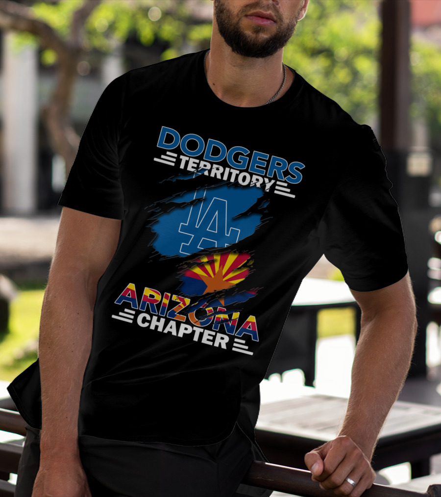 Dodgers Territory Arizona Chapter LA Logo And Arizona Flag T-Shirt