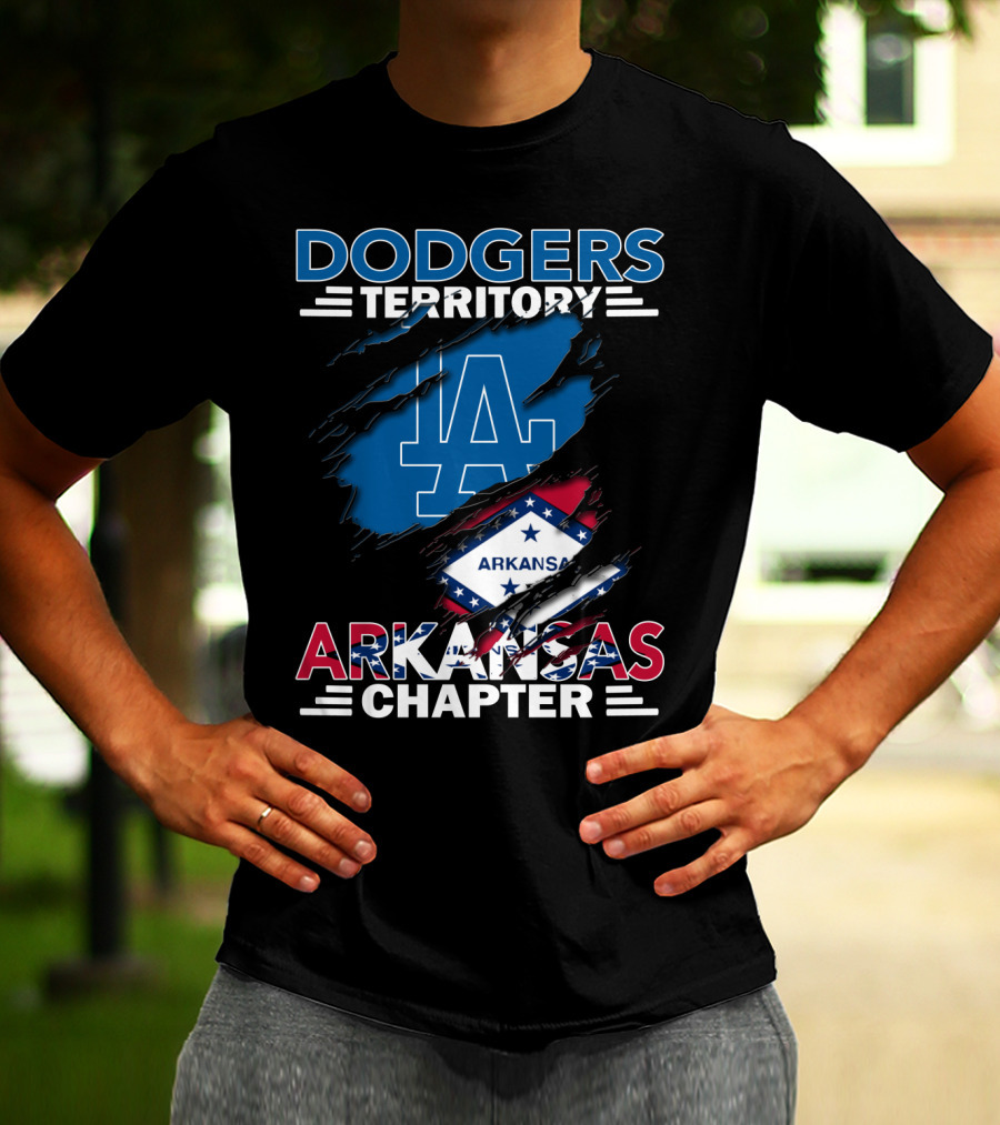 Dodgers Territory Arkansas Chapter LA Logo State Flag T-Shirt