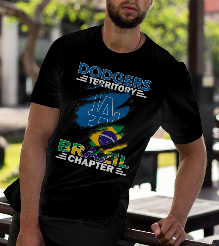 Dodgers Territory La Brazil Chapter Flag Fan T-Shirt