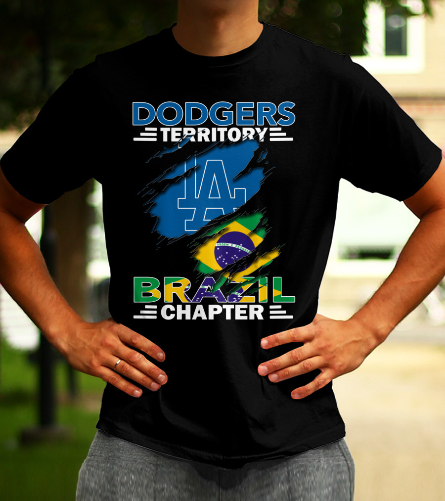 Dodgers Territory La Brazil Chapter Flag Fan T-Shirt