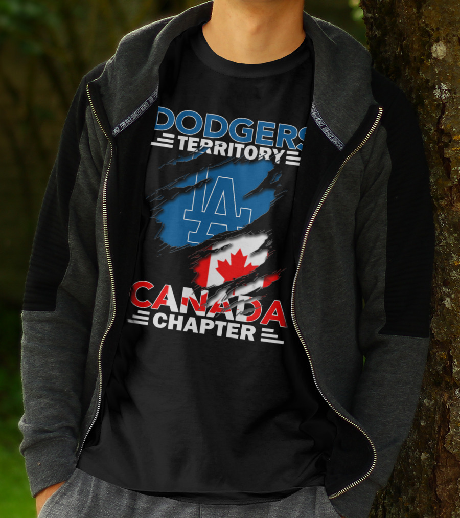 Dodgers Territory LA Logo Canada Chapter With Canadian Flag T-Shirt