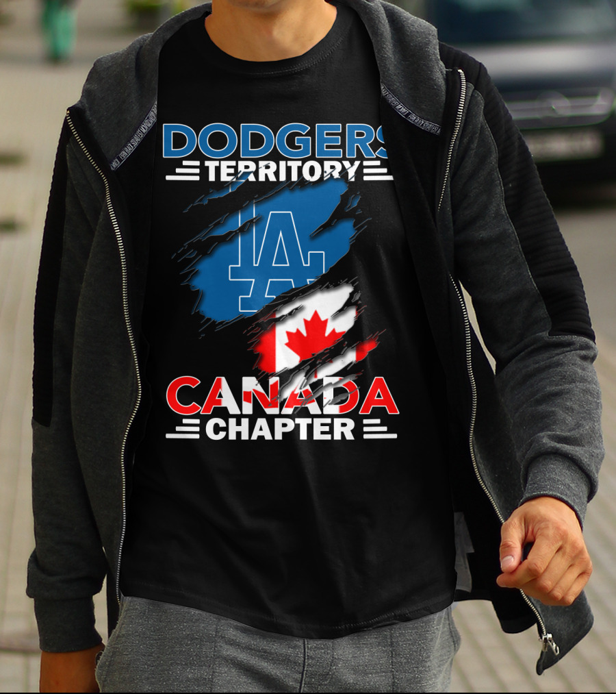 Dodgers Territory LA Logo Canada Chapter With Canadian Flag T-Shirt
