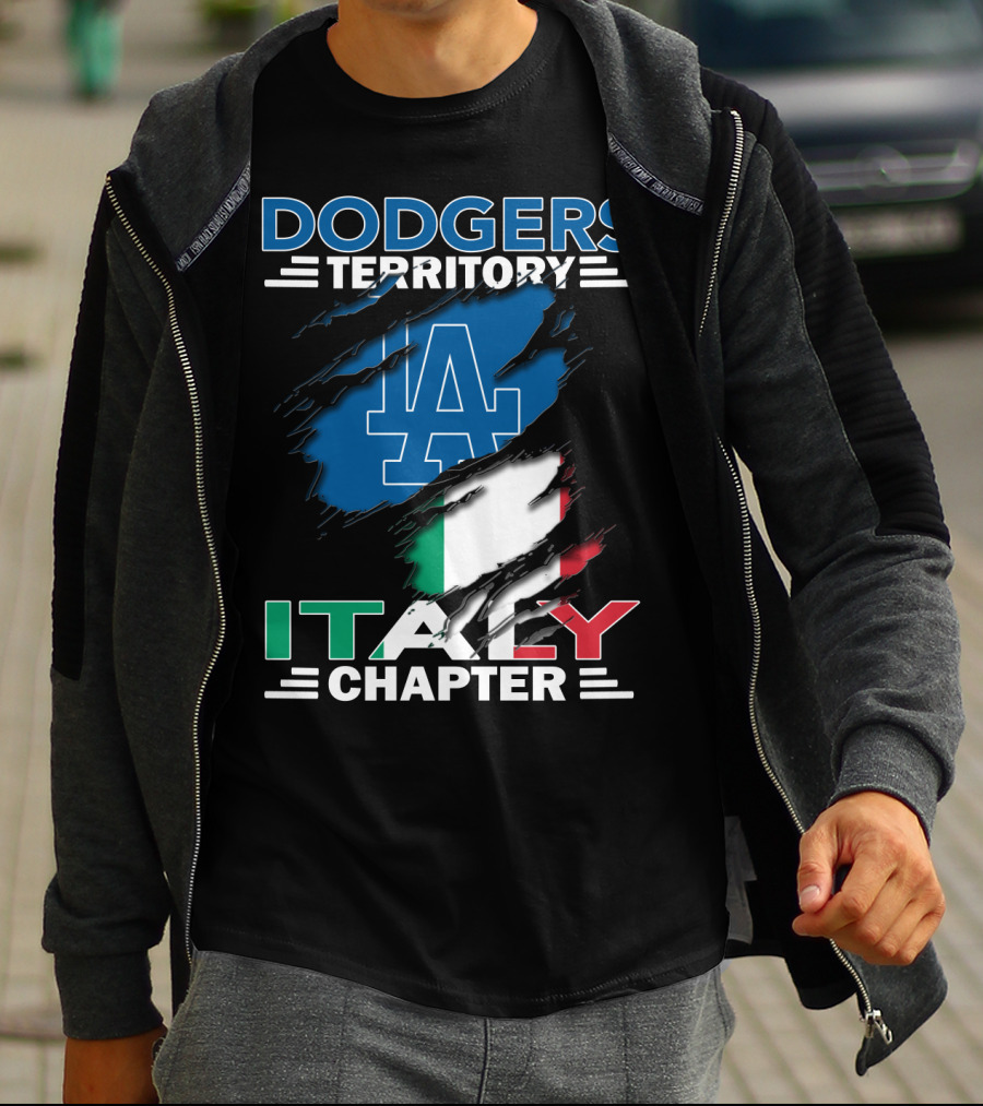 Dodgers Territory Italy Chapter LA Logo Italian Flag T-Shirt