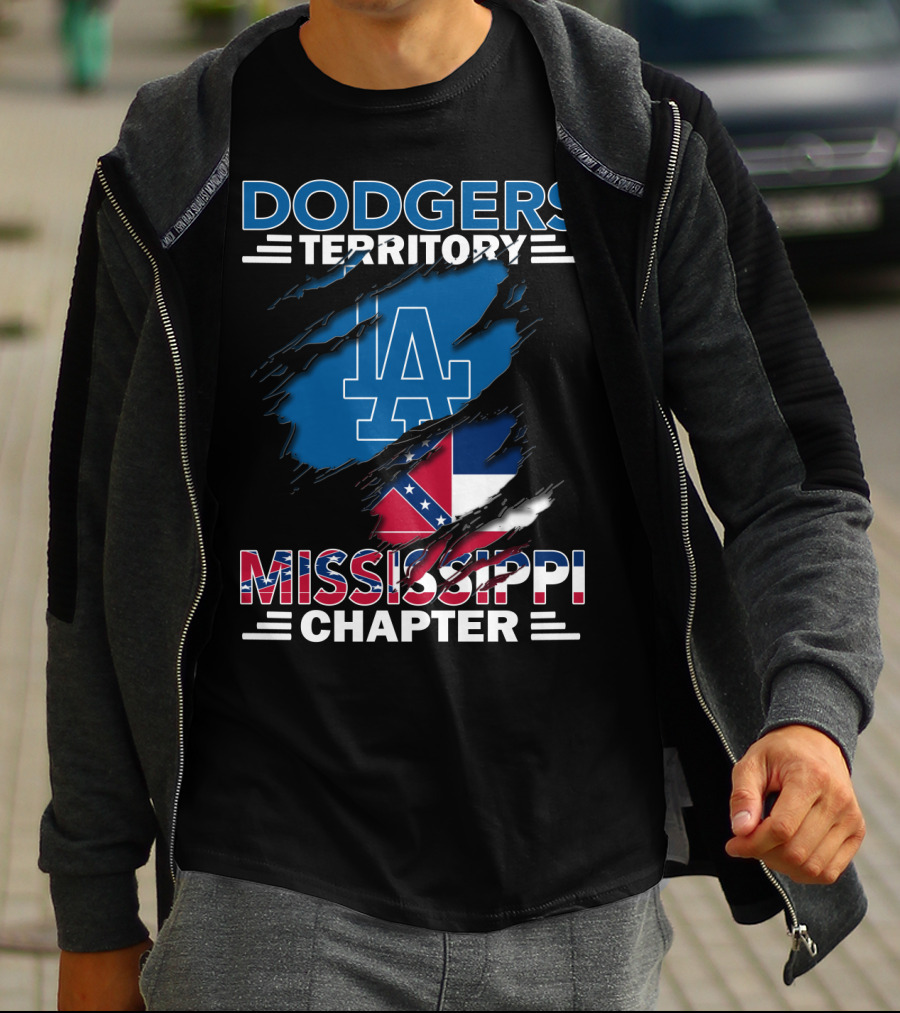 Dodgers Territory Mississippi Chapter LA Logo And Flag Elements T-Shirt