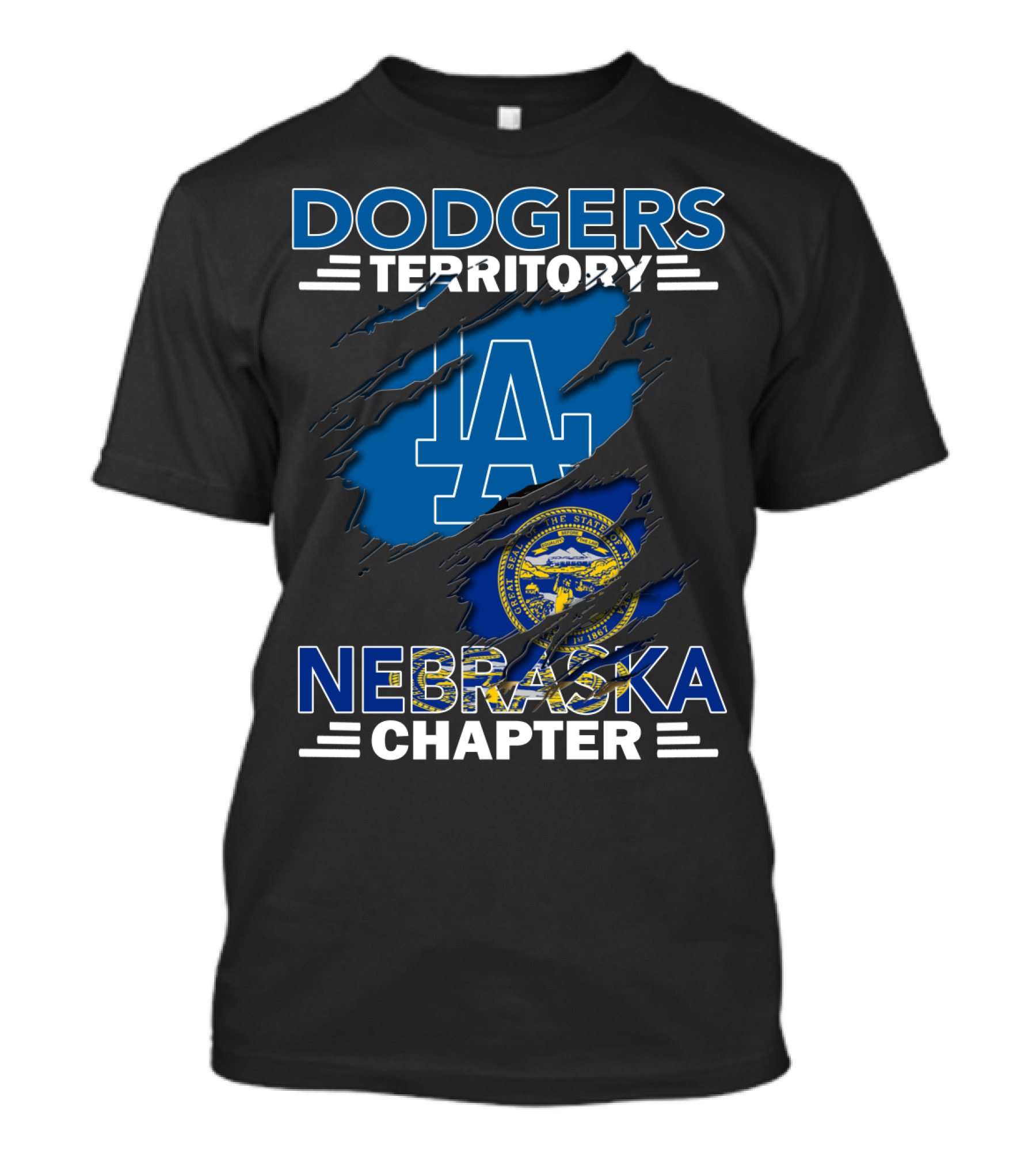 Dodgers Territory LA Logo Nebraska Chapter T-Shirt